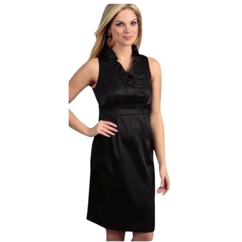 Taylor Ruffle Neck Dress Black